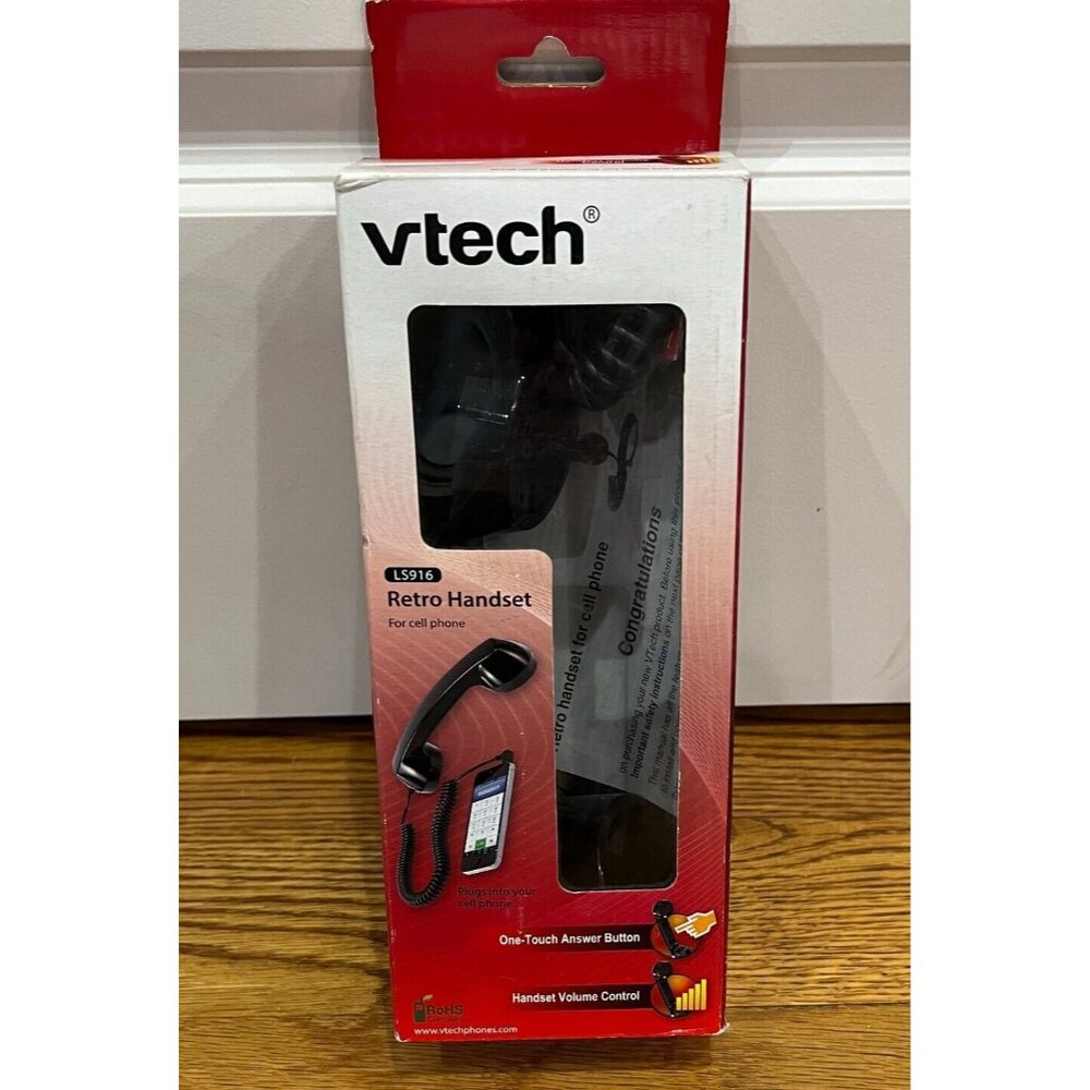 vTech LS916 Retro Handset for Cell Phone 3.5mm Plug Black - New In Box!